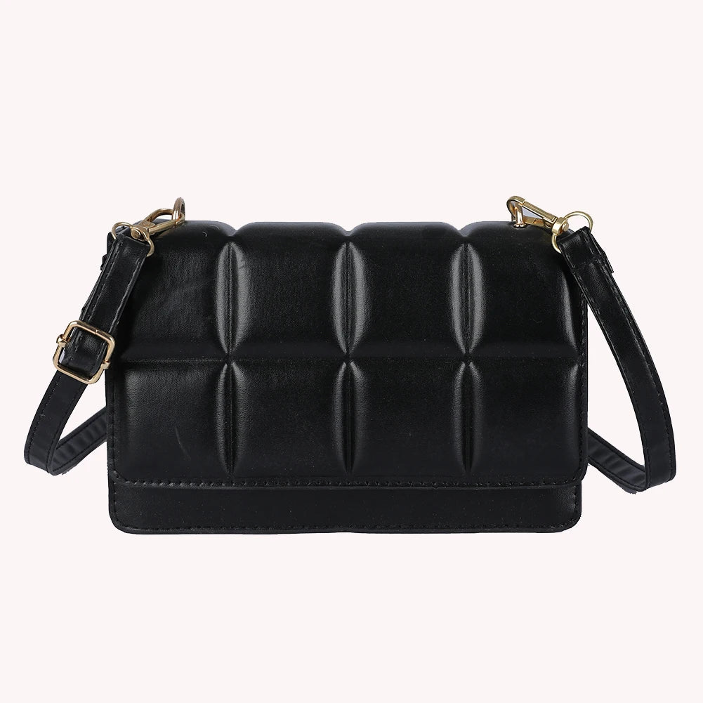 Women Chocolate Square PU Leather Flap Shoulder Bags Fashion Flap Small Handbags