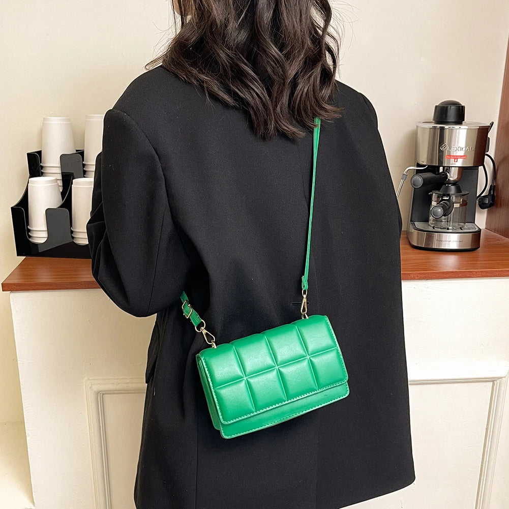 Women Chocolate Square PU Leather Flap Shoulder Bags Fashion Flap Small Handbags