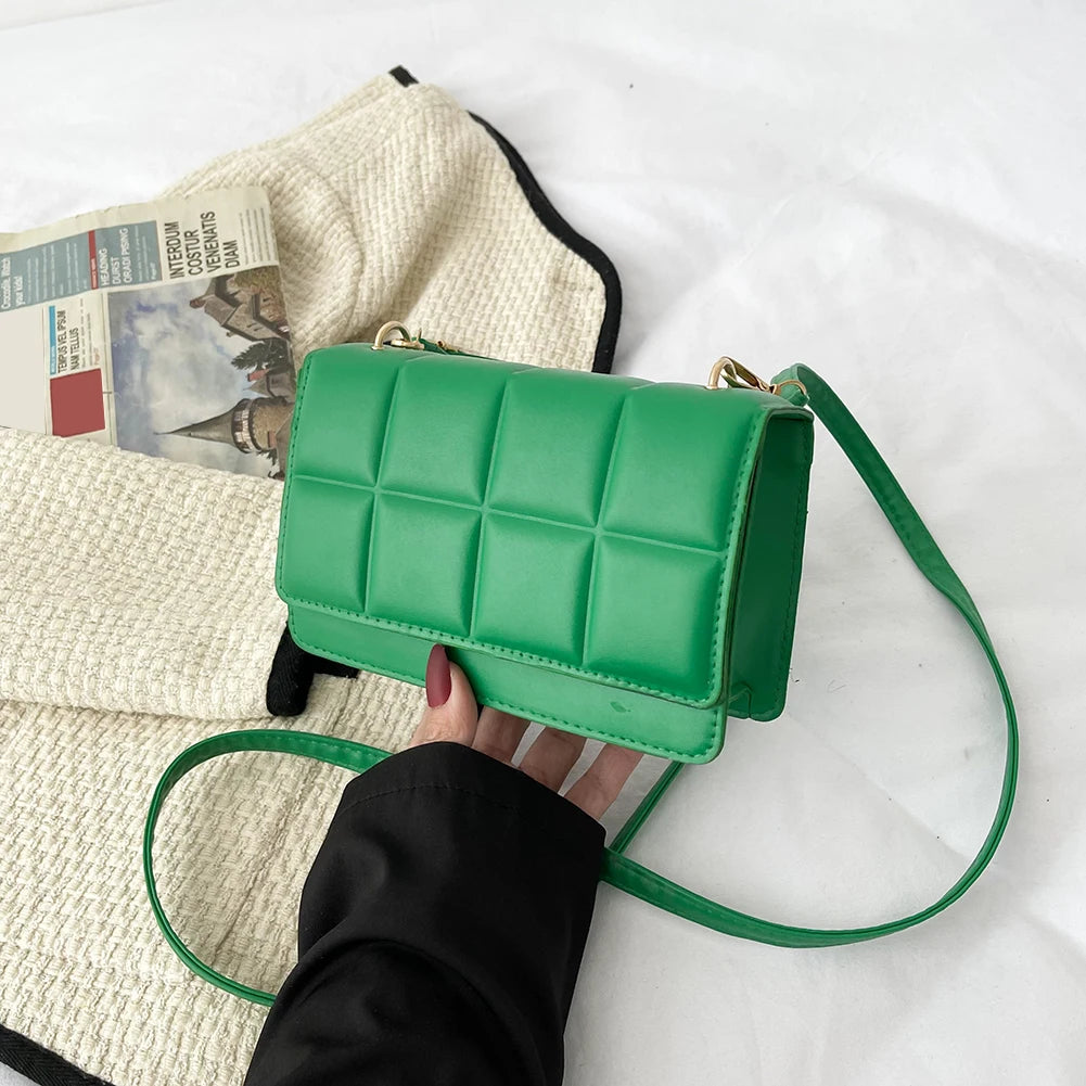 Women Chocolate Square PU Leather Flap Shoulder Bags Fashion Flap Small Handbags